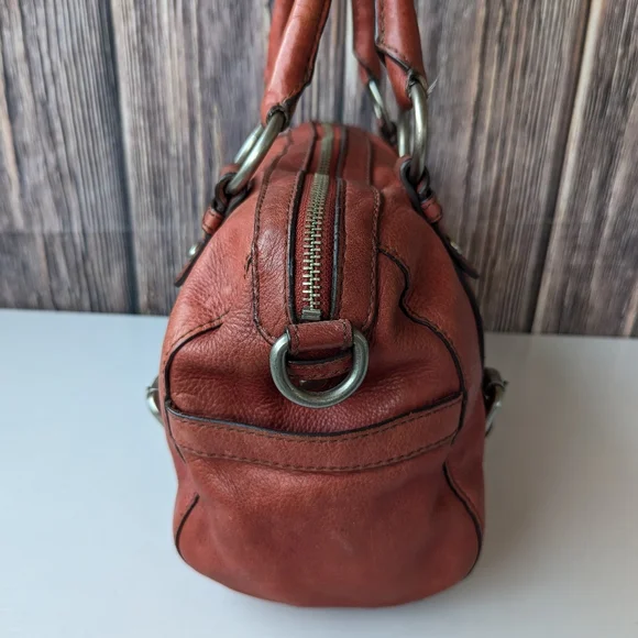 🌼 Fossil Women's Leather Satchel - Burnt Orange - Picture 6 of 10